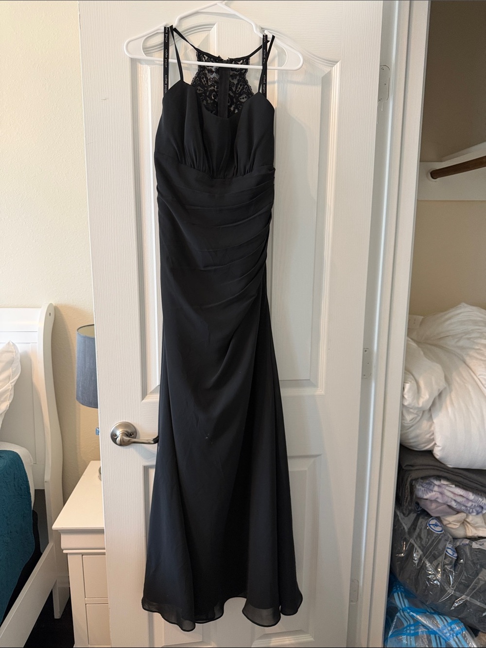 Alfred Angelo Black Lace-Back Maxi Dress